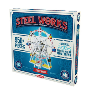 Building set box featuring a mechanical Ferris wheel with 950+ pieces for Schylling STWFW
