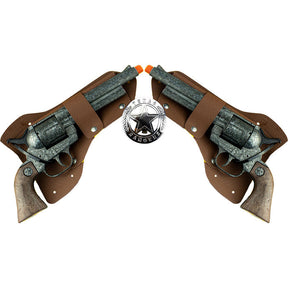 Double holster set with two replica revolvers for display or costume use for Parris Toys 4618