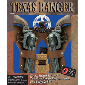 Toy set: double holster with two Texas Ranger pistols, badge, and belt for Parris Toys 4618