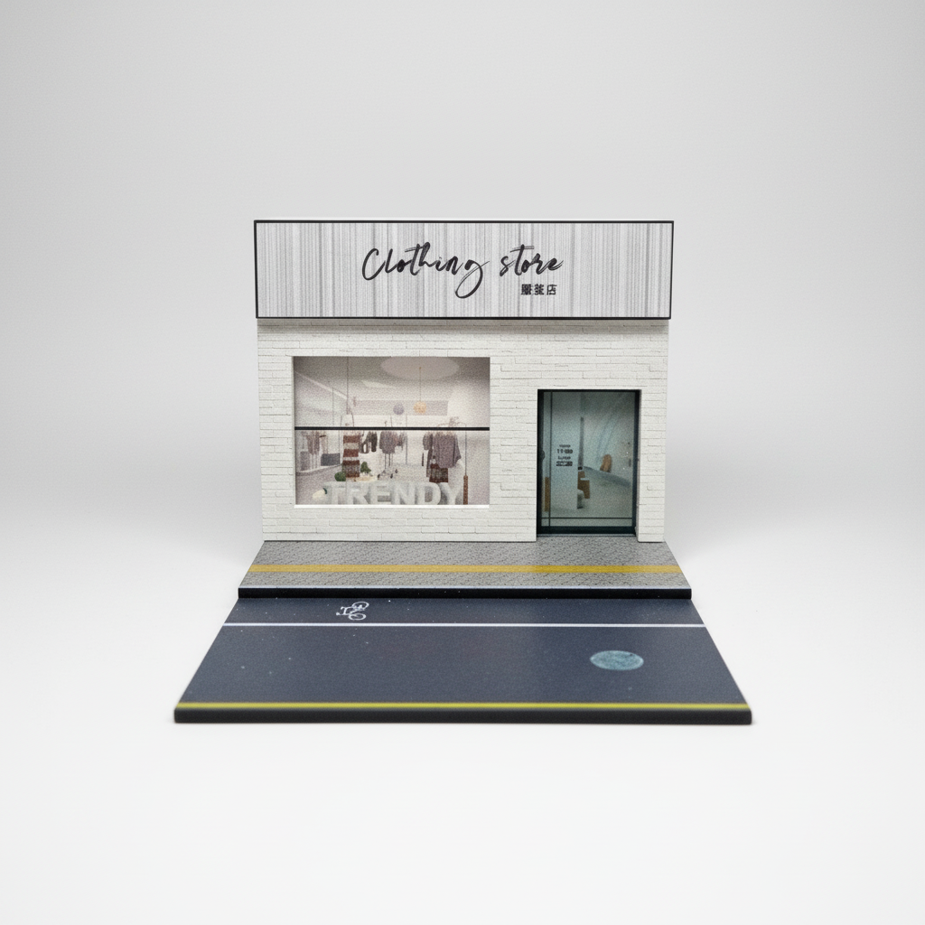 Light-Up Clothing Store Diorama Scene For 1:64 Diecast