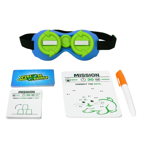 Vision Impossible challenge game box with upside-down vision goggles
