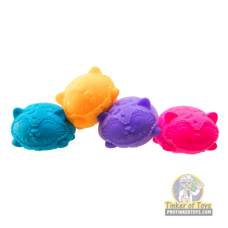 Colorful fuzz balls resembling wild cats, soft sensory toys for Schylling WCFZBND