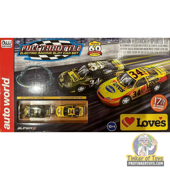 Love's 60th Anniversary Exclusive NASCAR Full Throttle Electric Racing Slot Car Set | CP8160 | Auto World