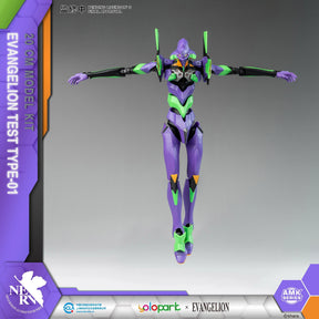 Purple and green articulated model kit, resembling a sci-fi humanoid robot for Yolopark YPAMKEVA01