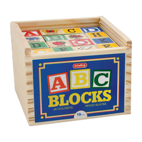 Wooden alphabet blocks with letters and pictures for learning for Schylling