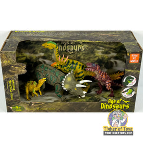 Dinosaur figure set in a diorama display box for King Me World IMX17244