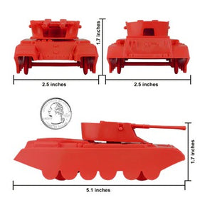 Red toy anti-aircraft tanks in various sizes for building and play for BMC Toys 67060