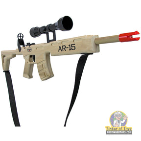 Toy AR-15 rifle with scope, sling, and blue ammo for Magnum Rubber Band Guns GL2AR15SS