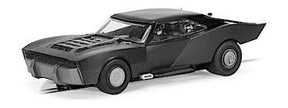 Black Batmobile slot car from The Batman movie for Scalextric C4442, front view