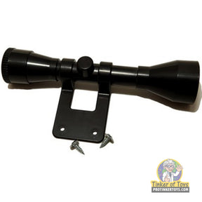 Black plastic scope with mounting bracket and screws for Magnum Rubber Band Guns GL2BPSCP