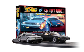 Race set featuring model cars from Back to the Future and Knight Rider for Scalextric C1431T