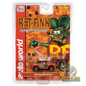Rat Fink electric slot car set featuring a 1972 Ford Baja Bronco for Auto World SC422