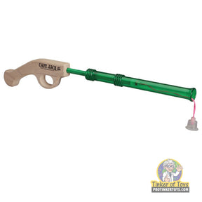 Toy pirate popper with wooden handle and green barrel for Magnum Rubber Band Guns GL2CPTJCKPOP