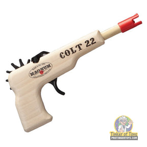 Toy Colt 22 pistol with red tip and green ammo band for Magnum Rubber Band Guns GL2C22