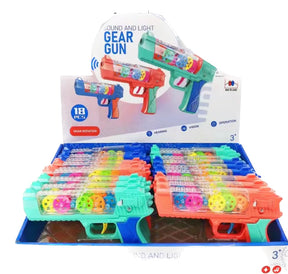 Colorful, light-up gear guns for kids, featuring sound and light play for BVP 89065