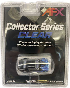 Clear plastic packaging for a model car, showing a black and blue Camaro for AFX/Racemasters 22046
