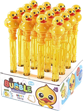 Yellow duck bubble wands in a box, ready for fun for BVP 88998