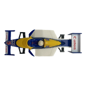 Renault F1 race car toy, yellow and blue, with Canon and Elf markings for Tyco B9001