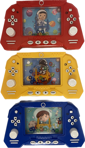 Three colorful, water-filled gamepads for kids, red, yellow, and blue for BVP 89068