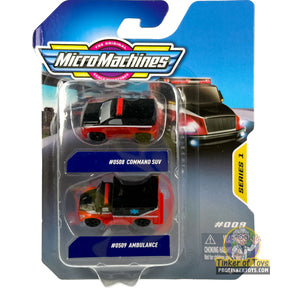 Two die-cast vehicles: Command SUV and Ambulance from MicroMachines for MMW0274