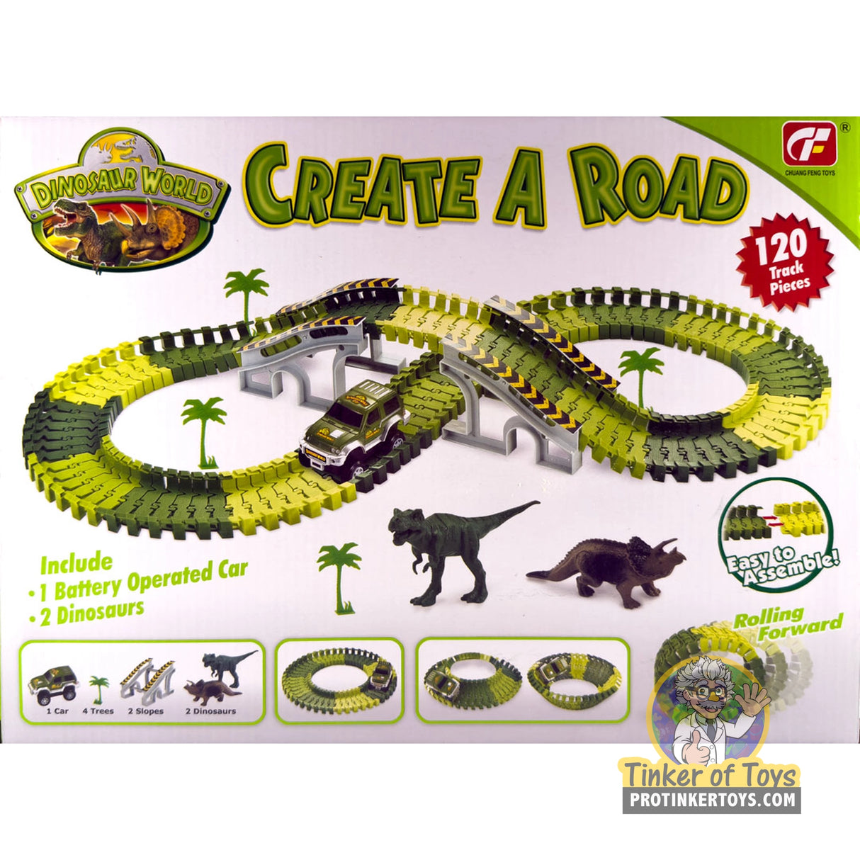 Create A Road Dino Track (120 Pieces) | IMX14420 | Chuang Feng Toys
