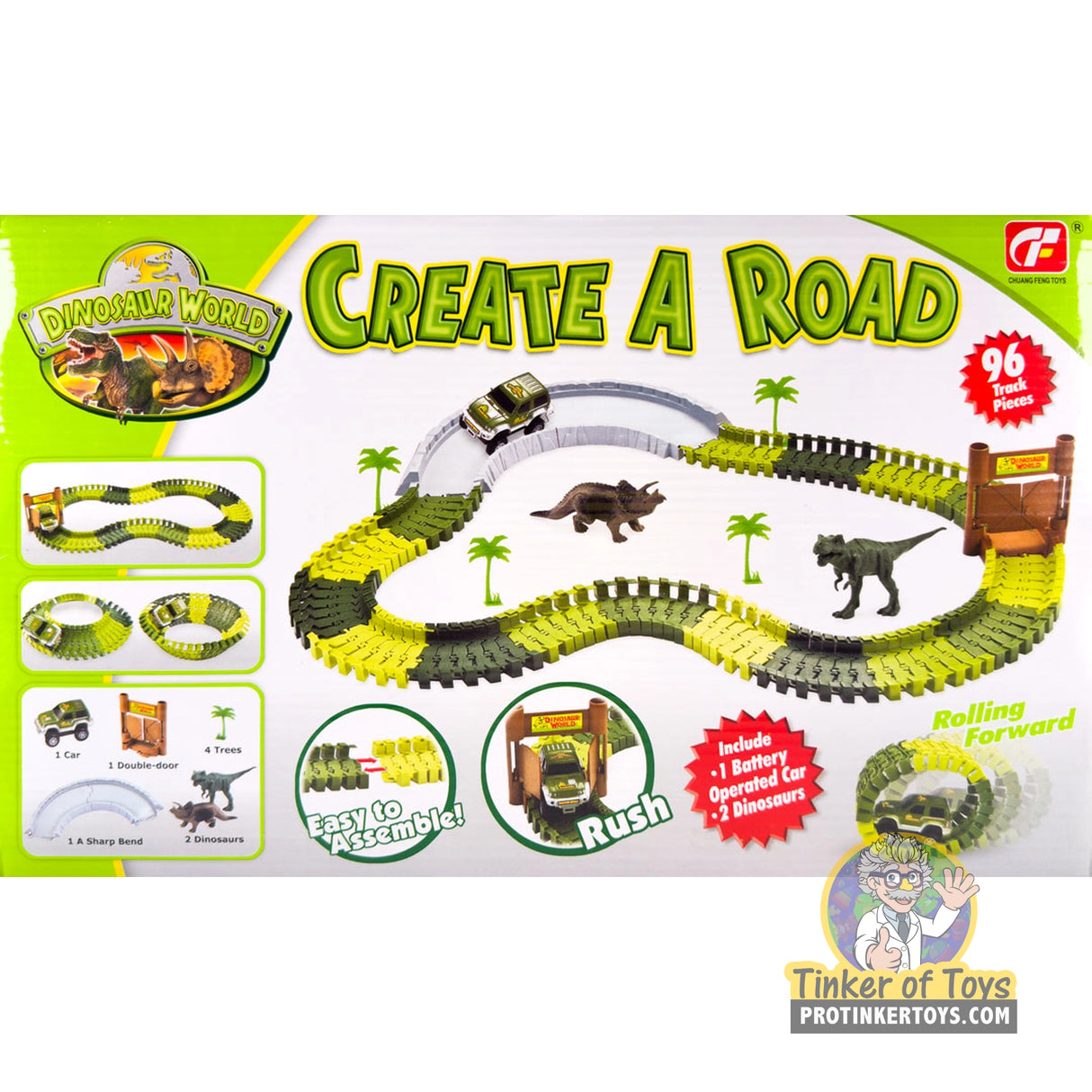 Create A Road Dino Track Set (96 Pieces) | IMX14421 | Chuang Feng Toys