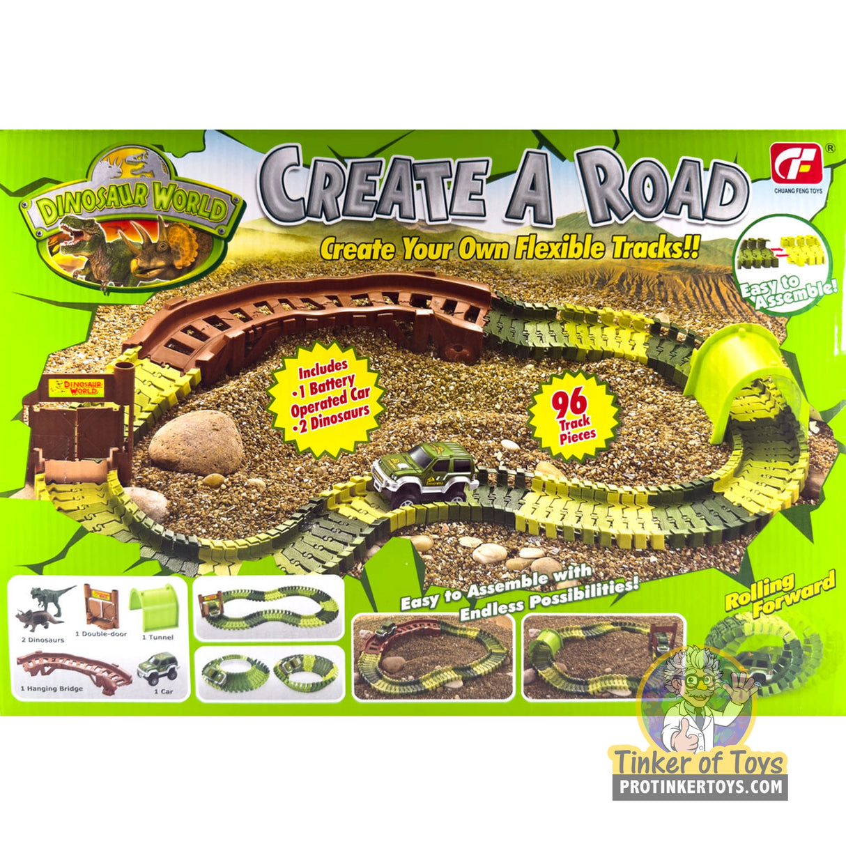 Create A Road Dino Track Set (96 Pieces) | IMX14423 | Chuang Feng Toys
