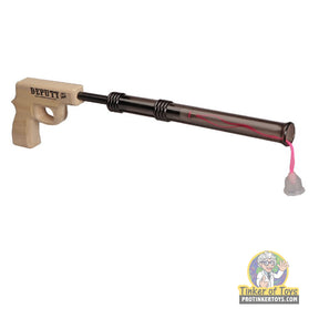 Toy rubber band gun with wooden handle and black barrel for Magnum Rubber Band Guns GL2DPTYPOP