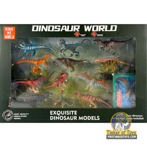 Assortment of 12 detailed dinosaur figures for play for King Me World IMX17211