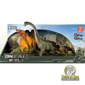 Dinosaur figure set featuring T-Rex, Triceratops, and other prehistoric creatures for King Me World IMX17212