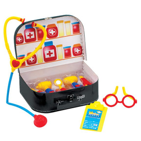Toy doctor kit with stethoscope, syringe, and toy tools for play for Schylling MDC
