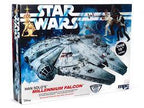 Millennium Falcon model kit box art featuring Han Solo and Star Wars characters for MPC MPC953
