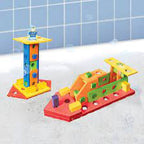 Colorful building blocks set with a small tower and a larger structure for Bath Blocks 24050
