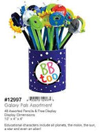 Assorted pencils in a galaxy-themed pencil holder for BBTOO 12997