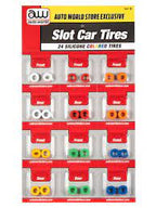 Assortment of colored silicone replacement tires for slot cars for Auto World SCM162