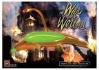 Giant alien war machine over burning city skyline for Pegasus 9001