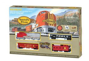 Train set featuring Santa Fe Flyer locomotives and rolling stock for Bachmann 00647