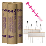 Three cardboard rocket engine tubes and a pink igniter set for Estes EST10037