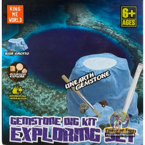 Dig kit for exploring blue grotto gemstones. Ages 6+ for King Me World IMX17229