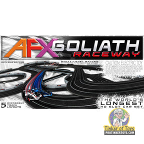 Mega slot car track set with multiple layouts for exciting racing action for Afx/Racemasters 22040