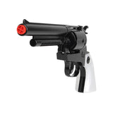 Black revolver with white grip for Gonher 31216TN; included holster not shown