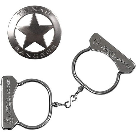 Gonher 314/0 metal toy handcuffs and magnetic Texas Ranger star badge