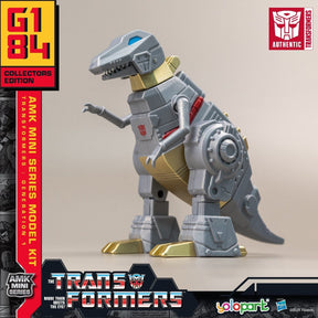 Grimlock action figure model kit, grey and gold robot toy for Yolopark YPAMKG1GL, front view
