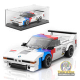 Sports car build with display case, featuring a white and blue design for Reobrix 27062