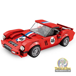 Red classic sports car building set with number 46 for Reobrix REO00813