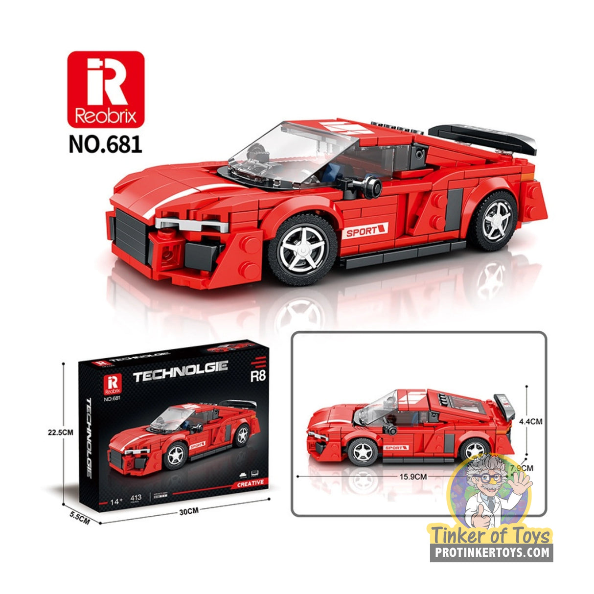 Reobrix 681 German Supercar-Style Building Set (373 pcs)