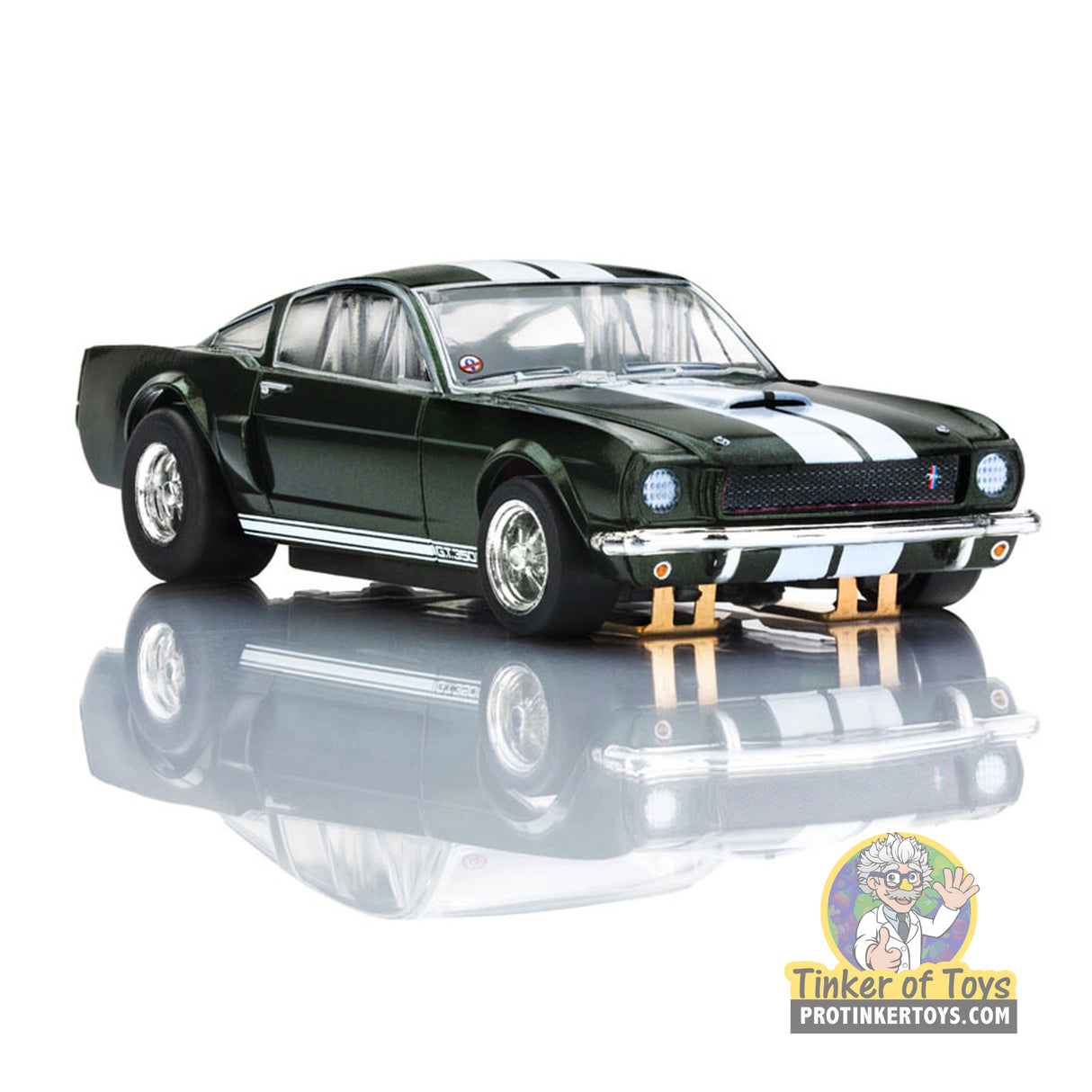 AFX 1966 Shelby Mustang GT350 Ivy Green with White Stripes Mega G+ HO Slot Car