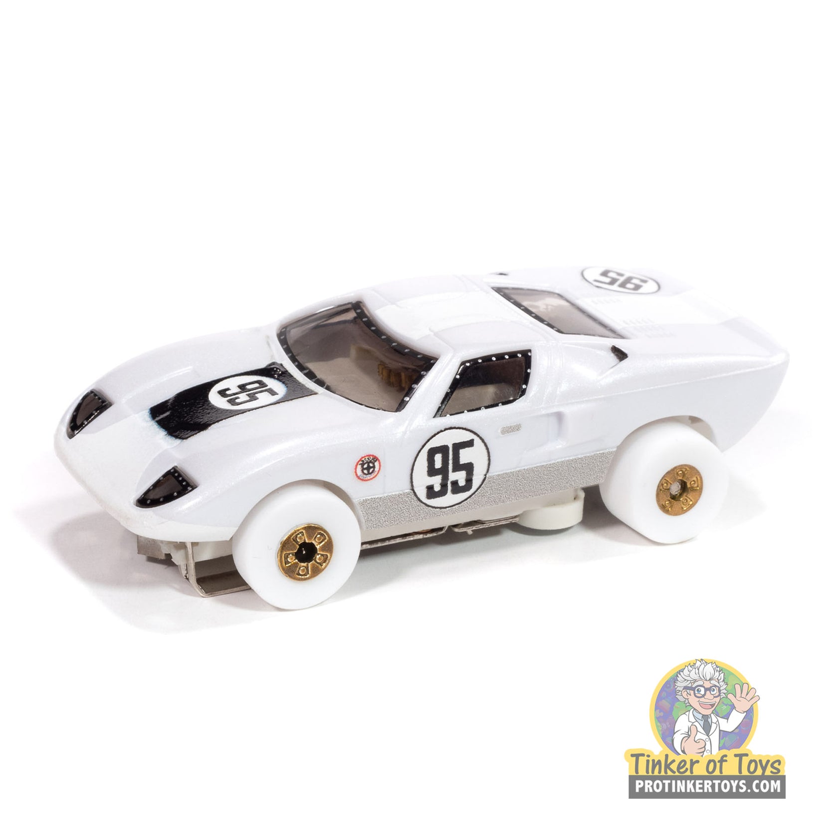 White slot car of a 1966 Ford GT40 race car for Auto World SC415