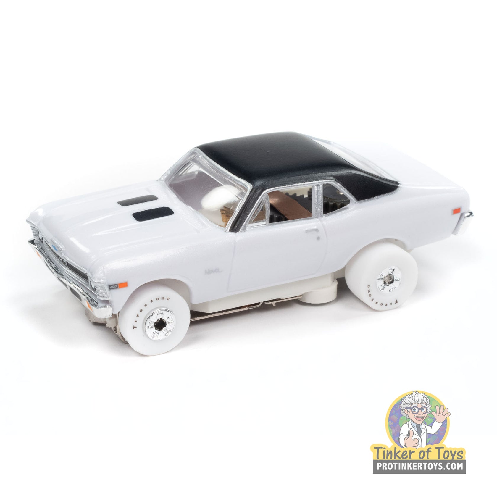 White and black 1969 Chevy Nova toy car for Auto World SC411