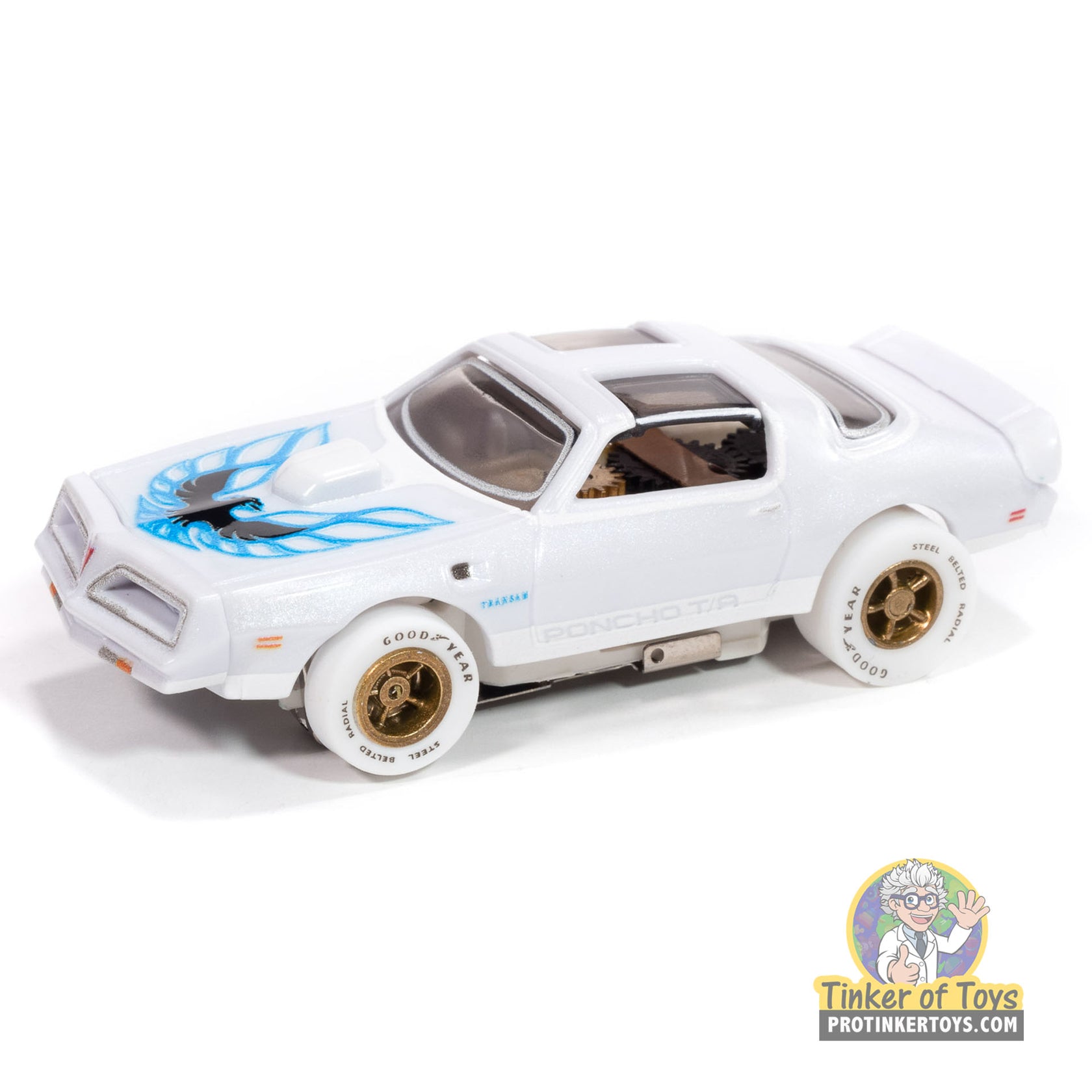 White 1978 Pontiac Firebird T/A slot car toy car for Auto World SC410